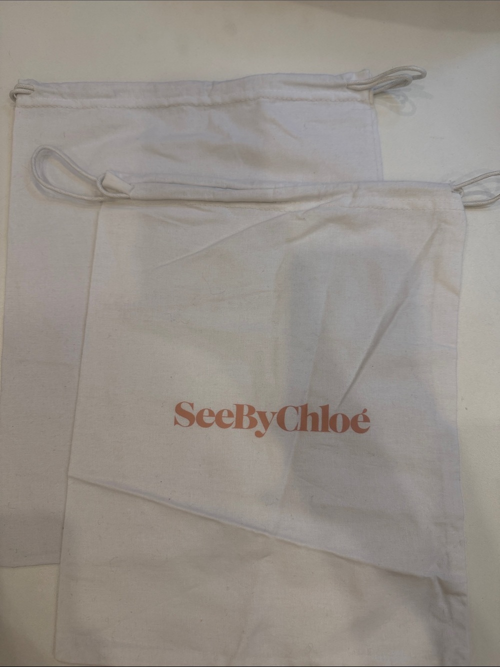 See By Chloé Cream Drawstring Dust Bag with Pink Logo
